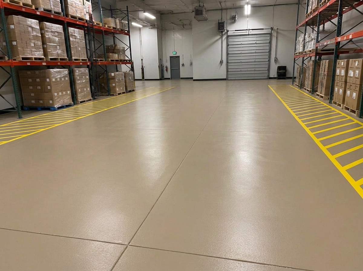 Tan Commercial Warehouse — after epoxy flooring in New Jersey